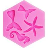 👉 Vloeibaar silicoon roze active 5 PCS Ocean Serie Grote En Kleine Fishtail Zeester Seahorse DIY Bakken Vloeibare Siliconen Mal (Roze)