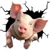 👉 Muursticker active 6 STUKS Dierlijke Muurstickers Varken Hijsen Autoruit Statische Stickers (Varken 03)