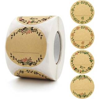 👉 Kraftpapier active 3 STKS Gerold Bloemen Dank U Handgeschreven Sticker Cadeau Bruiloft Bakken Decoratie Label, Grootte: 2 Inch/50mm (B-78-50)