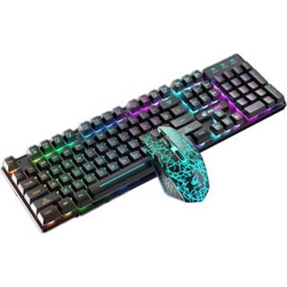 👉 Verlicht toetsenbord zwart active ZIYOULANG T3 Draadloos opladen Gaming en muisset (zwart regenbooglicht)