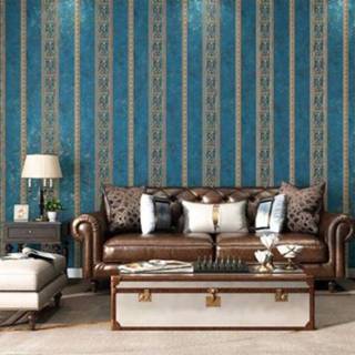 👉 Vliesbehang blauw active 3D fijngeperste textuur Damascus-achtergronden Huishoudelijk vliesbehang, afmeting: 0,53x10m (gestreept donkerblauw)