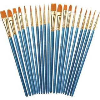 👉 Borstel blauw nylon parelmoer acryl active 2 pakken ronde kop aquarel haak lijn (blauw)