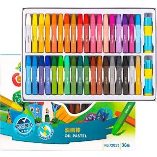 👉 Olieverf medium active kinderen 4 STUKS Deli Schilderen Stok 12 Kleuren / 18 24 36 Niet Vuil Hand Art Crayon Borstel, stijl: