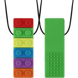 👉 Bijtring groen siliconen active baby's kinderen 2 stuks baby bouwsteen autistische molaire stok, kleur: