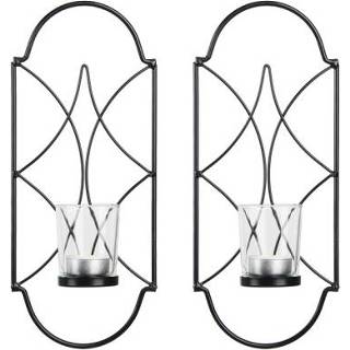 👉 Kandelaar zwart IJzer active 2 STKS 2002 Muur Opknoping Wanddecoratie Hanger (Zwart)
