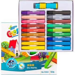 👉 Olieverf medium active kinderen 4 STUKS Deli Schilderen Stok 12 Kleuren / 18 24 36 Niet Vuil Hand Art Crayon Borstel, stijl: