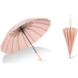 👉 Paraplu roze houten active 16 Bone Plain Rechte Kleine Verse Lange Handvat (Houten Grapefruit Roze)