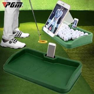 👉 Telefoonstandaard groen active PGM golfservicebox met telefoonstandaard, capaciteit: ongeveer 100 ballen (kleur: groen, maat: PGM-patroon)