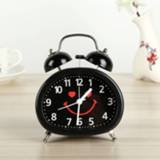👉 Wekker zwart active kinderen Leuke Studenten Nachtkastje Metal Bell Clock (Zwart)