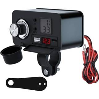 👉 Motorfiet zwart active WUPP CS-1272A1 motorfiets / auto mobiele telefoon USB-oplader 12V waterdichte PD-snellader Sigarettenaansteker met schakelaar spanning tijdschema, kleur: