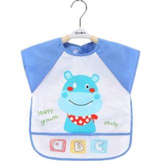 👉 Schort active baby's kinderen 2-delige baby-eetjurk voor kinderen, waterdicht schort, kleur: mouwloos nijlpaard (100 cm)