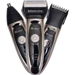 👉 Scheerapparat zwart active mannen Surker SK-2300 Heren 3-in-1 elektrisch scheerapparaat / tondeuse neustondeuse draagbare verzorgingsset (zwart)