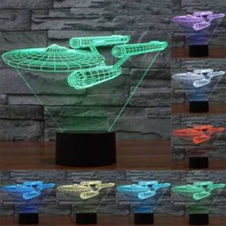 👉 Star Trek Slagschip Stijl 3D Touch Schakelaar Controle LED Licht, 7 Kleuren Verkleuring Creative Visual Stereo Lamp Bureaulamp Nachtlampje