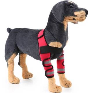 👉 Kniebeschermers m active Pet Dog Been Kniebeschermer Chirurgie Letsel Beschermhoes, Maat: (Steunstrips Model (Rood))