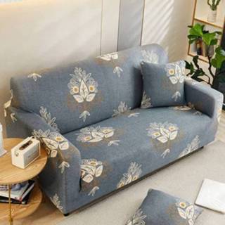 👉 Sofa blauw grijs elastische antislip active Double Seat Four Seasons Full Coverage Cover (Phoenix Flower Blue Grey)