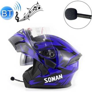 👉 Motorfiet blauw active Soman 955 skyeye motorfiets volledig / open gezicht bluetooth helm headset gezicht, ondersteunt oproepen beantwoorden ophangen (skyeye blauw)