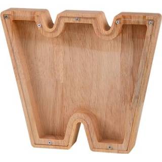 👉 Spaarpot transparant houten acryl active Engelse Alfabet (W)