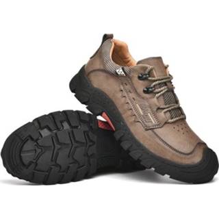 👉 Wandelschoenen kaki 42 active mannen XZ2182 Herfst Heren Outdoor Koeienhuid Veterschoenen Dikke Zolen Herenschoenen, Maat: (Khaki)