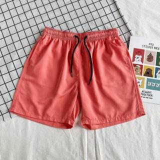 👉 Trekkoord rood polyester l active mannen Zomer Losse Casual Effen Kleur Shorts Strandshorts voor Heren (Kleur: Watermeloen Maat: L)