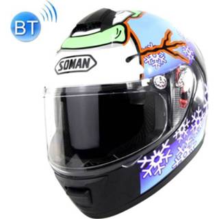 👉 Motorfiet m active SOMAN Outdoor motorfiets elektrische auto rijden HD Bluetooth-helm, maat: M, 57-58 cm (sneeuwpop)