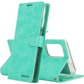 👉 Dagboek blauw tgroen active Voor Samsung Galaxy A52 5G / 4G GOOSPERY BLUE MOON Crazy Horse Texture Horizontale Flip lederen tas met beugel&kaartsleuf&portemonnee (Mintgroen)