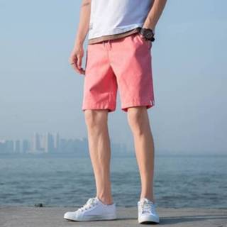 👉 Trekkoord rood polyester XXL active mannen Zomer Losse Casual Patch Doek Sneldrogende Shorts Strandshorts voor Heren (Kleur: Watermeloen Maat: XXL)