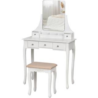 👉 Spiegel active wit HOMCOM Kaptafel met en 5 lades, 4251774966740