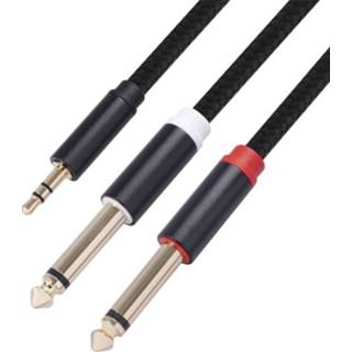 👉 Audiokabel zwart active mannen 3683 3,5 mm mannelijk naar dubbele 6,35 mannelijke audiokabel, kabellengte: 3 m (zwart)