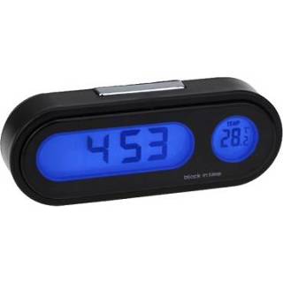 👉 Klok zwart blauw active K02 Auto Elektronische Temperatuurmeter Nachtlampje LED Temperatuur Tijdmeter (Zwart Licht)