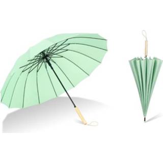 👉 Paraplu groen houten active 16 Bone Plain Rechte Kleine Verse Lange Handvat (Houten Vanille Groen)
