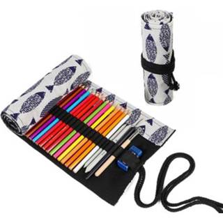👉 Gordijn canvas active 2 STUKS 12 Gaten Saury Hand Pen Kleur Lood Roller Zak Opslag Briefpapier Doos: