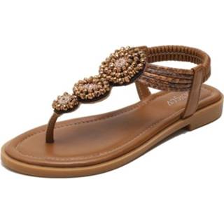 👉 Romeinse sandaal bruin 38 active vrouwen Dames zomer Boheemse sandalen aan zee platte strandschoenen, maat: (bruin)