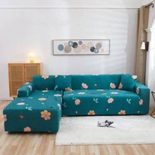 👉 Sofa donkergroen active Lazy Stretch Sll-Inclusive Cover Universele Stofkap, Maat: Vier Personen 235-300cm (Dazzle Elegant Flower Green)