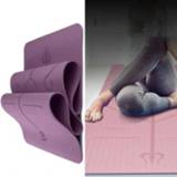 👉 Fitnessmat paars active BSJ002 TPE dubbellaagse tweekleurige yogamat met lichaamslijn, specificatie: 183 x 80 0,8 cm (diep paars)