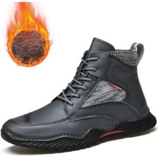 👉 Laarzen grijs 45 active mannen AA9659 Herfst en winter hoge heren buiten dikkere zool wandelschoenen, maat: (grijs-fluwelen voering)