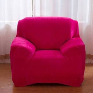 👉 Sofa rood pluche elastische antislip rose active Single Seat Effen Kleur Volledige Dekking Cover (Rose Red)