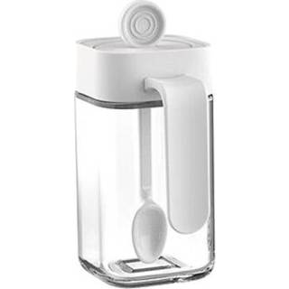 👉 Lepel wit active 4 STUKS Home Glazen Overdekte Kruidenfles, Specificatie: Kruidenfles (Wit)