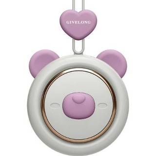 👉 Bladloze ventilator active kinderen GIVELONG Hangende nek Mini oplaadbare USB-ventilator draagbare (beer (roze))