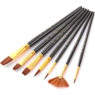 👉 Borstel nylon active ZHU TING 21 STKS / 3 sets borstels Aquarelborstels en olieborstels Kunstschilderbenodigdheden (parelzwart)