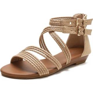 Sleehakken 38 active vrouwen Dames zomer sleehak sandalen open teen dikke zolen Romeinse stijl sandalen, maat: (abrikoos)