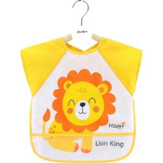 Schort gele active baby's kinderen 2-delige baby-eetjurk voor kinderen, waterdicht schort, kleur: mouwloze leeuw (100 cm)