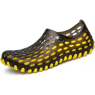 👉 Slippers zwart geel PVC EVA 36 active + Materiaal Waden Strandschoenen Paar Ademende Slippers, Maat: (Zwart Geel)