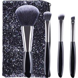 👉 Borstel zwart active 4-in-1 Black Pebbles-make-upborstelset Oogschaduwborstel Foundation-borstel Draagbare make-upborstel, stijl: + make-upborsteltas