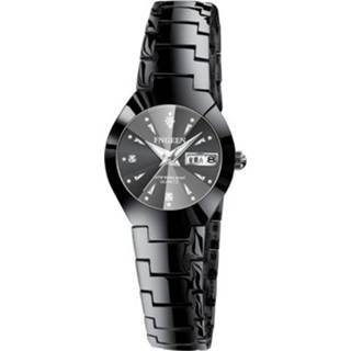 Stalen band zwart staal active vrouwen FNGEEN 5808 Damesmode quartz horloge paar (zwart oppervlak)