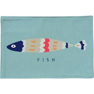 👉 Placemat katoen linnen active en enkelzijdig mediterraan eenvoudig fris geometrisch pannenlap tafelmat (gekleurde vis)