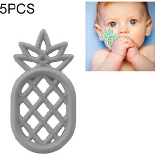 👉 Bijtring grijs siliconen active baby's 5 STKS Ananas Baby Tandjes Hanger Verpleging Zachte Veilig Speelgoed voor Kalmeren (Grijs)