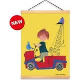 👉 Poster geel papier kinderen rechthoek hangend Fiep Westendorp A2 Pluk in kraanwagen inclusief postenhanger 8717259121333