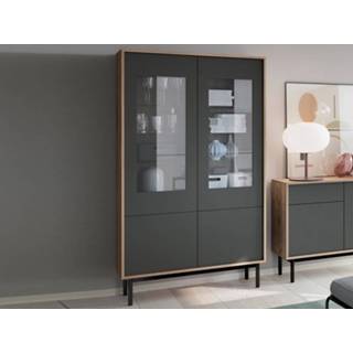 👉 Vitrine kast eik Vitrinekast BAZZA 2 deuren jackson eik/grafiet 5400551418326 5400943175288