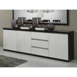 👉 Dressoir wit zwart REBECCA 3 deuren en lades hoogglans zwart/hoogglans 5400551218735