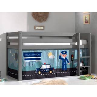 👉 Lit enfant ALIZE surélevé 90x200 cm pin gris tente Police 5400551395924 5400943143850